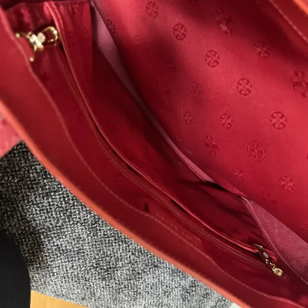 TORY BURCH Red Saffiano Leather York Tote Large Adjustable Shoulder Bag Carryall